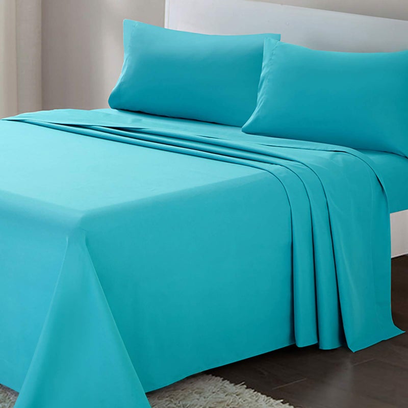 ARTALL Soft Microfiber Bed Sheet Set 4-Piece with Deep Pocket Bedding - Queen, Teal - Image 2